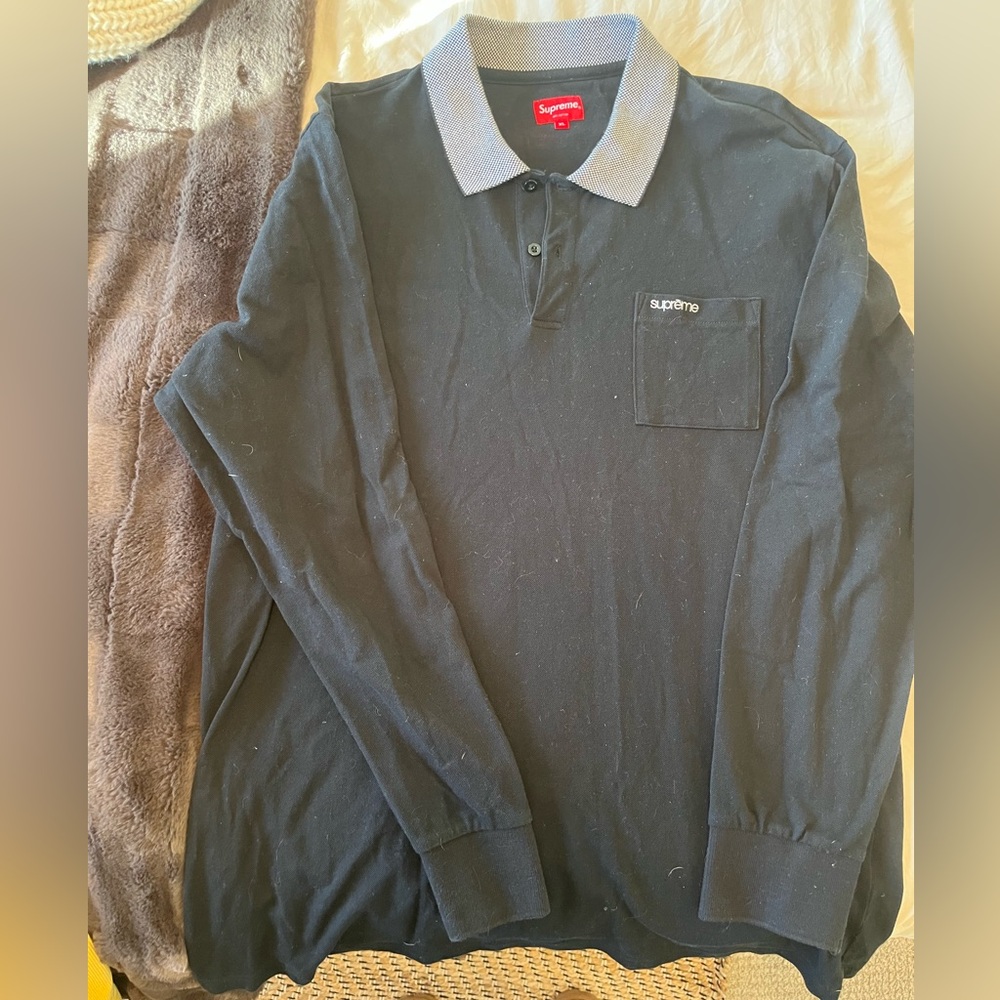 Supreme Black Collard Long sleeve XL